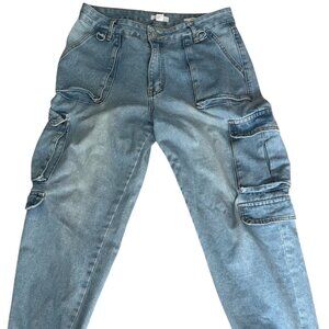 Forever 21 Juniors Light Blue Denim Jogger Cargo Jeans Size 30 – Preowned